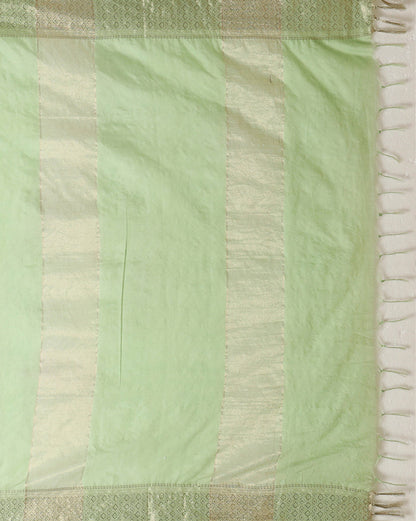 Indiehaat | Kota Silk Banarasi Border Hand Dyed Saree Green