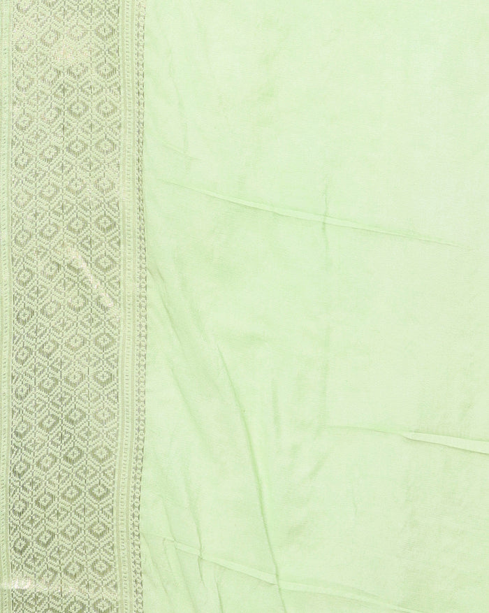 Indiehaat | Kota Silk Banarasi Border Hand Dyed Saree Green