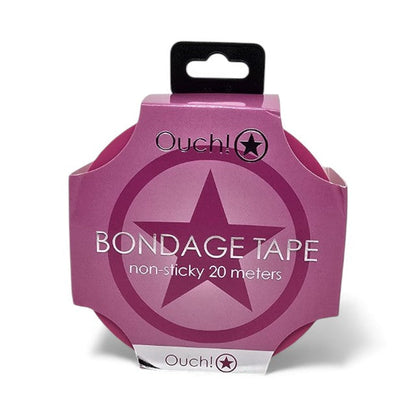 Bandă OUCH! Bondage Tape, pentru jocuri erotice BDSM, nelipicioasă, lungime 20 m, culoare roz
