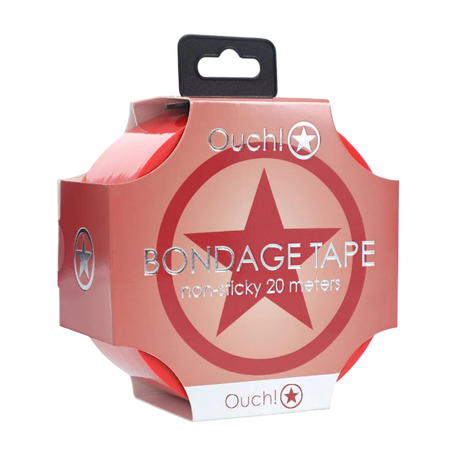 Bandă OUCH! Bondage Tape, pentru jocuri erotice BDSM, nelipicioasă, lungime 20 m, culoare roșu