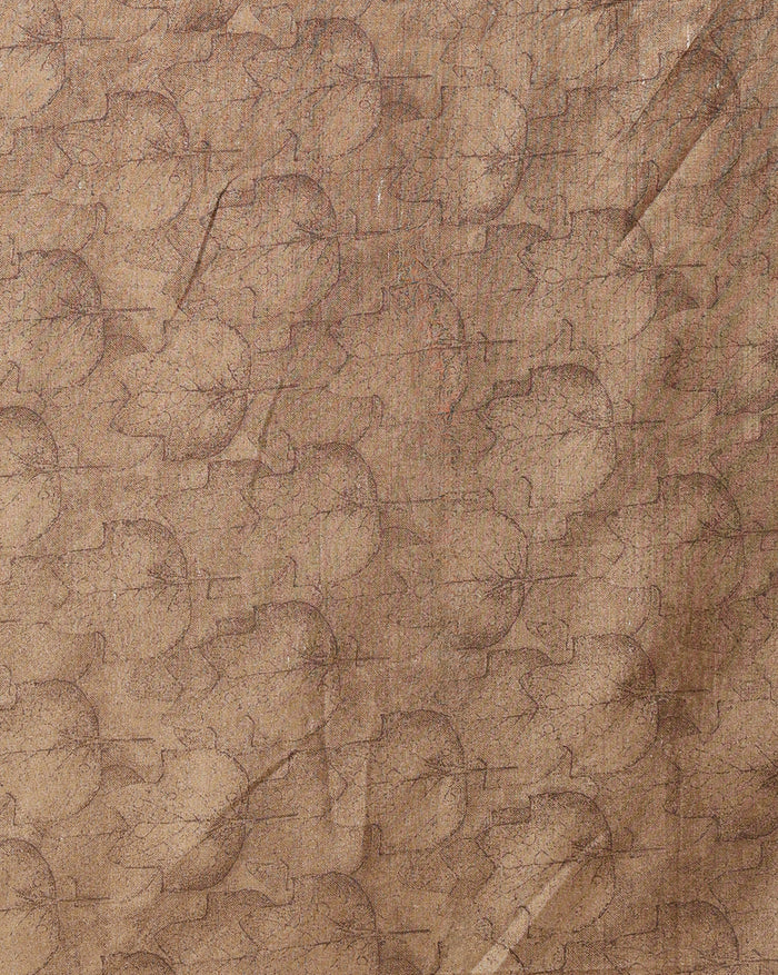Indiehaat | Kashmiri Silk Printed Saree Beige & Brown