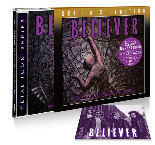 BELIEVER - EXTRACTION FROM MORTALITY (*NEW-DELUXE GOLD CD + CARD, 2023, Bombworks) Only 500 - Remastered/1989 Thrash Metal