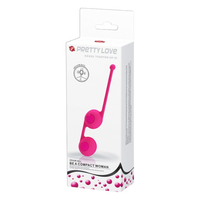 Bile kegel PRETTY LOVE Kegel Tighten Up III, acoperite cu silicon, pentru tonifierea mușchilor pelvieni, roz