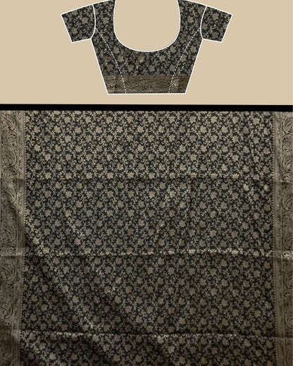 Indiehaat | Banarasi Georgette Silk Saree Black