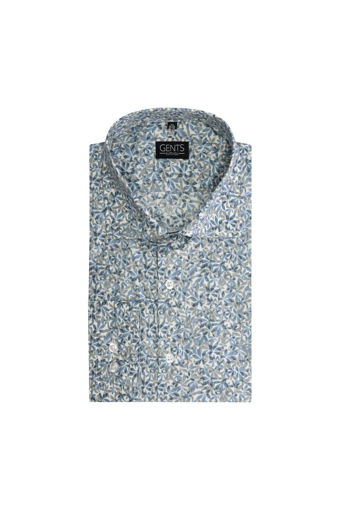 Bloemprint blauw-groen