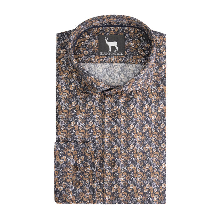 Bloemprint navy-bruin ML7
