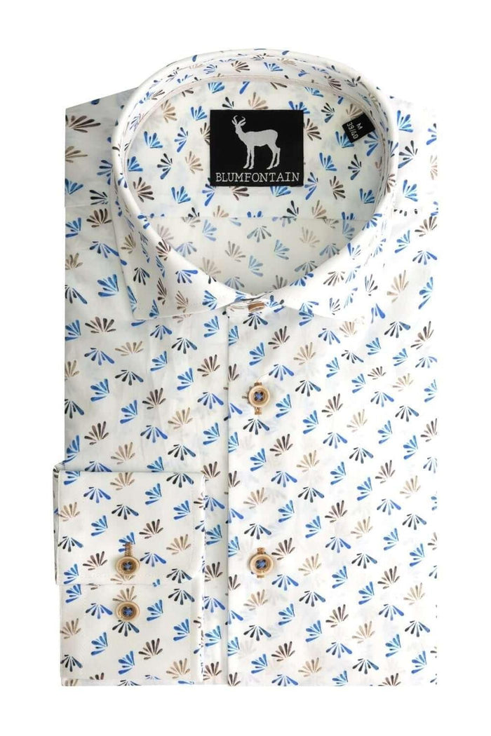 Blumfontain bloemprint blauw-bruin ML7