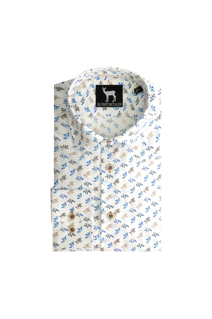 Blumfontain bloemprint blauw-bruin ML7