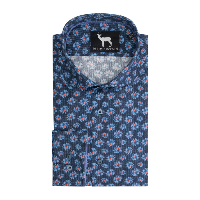 Blumfontain bloemprint blauw M7
