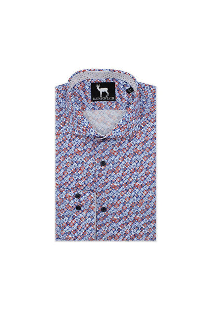 Blumfontain bloemprint blauwrood overhemd met frisse blauwrode bloemprint voor een eigentijds karakter.