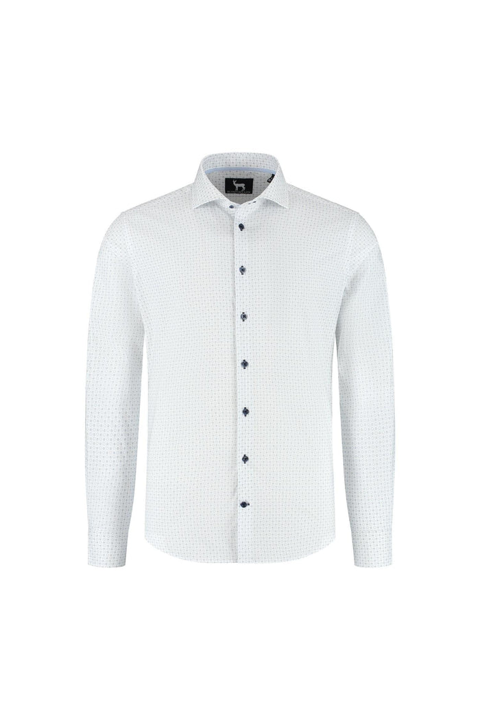 Blumfontain bloemprint lichtblauw shirt met bloemprint, perfect voor casual en formele gelegenheden.