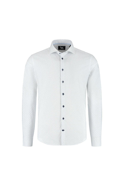 Blumfontain bloemprint lichtblauw shirt met bloemprint, perfect voor casual en formele gelegenheden.