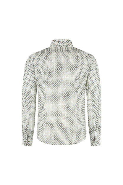 A back view of the Blumfontain cirkelprint groen cotton shirt featuring green circle print design.