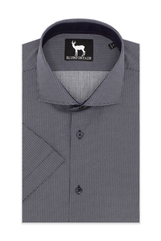 Blumfontain korte mouw blauw katoenen overhemd met korte mouwen en ademend draagcomfort.