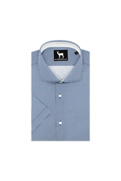 Blumfontain korte mouw blauw ademend katoenen T-shirt met korte mouwen, stijlvolle uitstraling en comfort.
