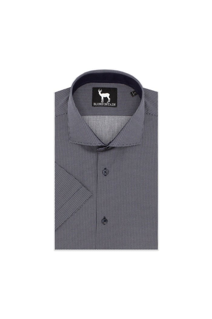 Blumfontain korte mouw blauw katoenen overhemd met korte mouwen, ademend en comfortabel.