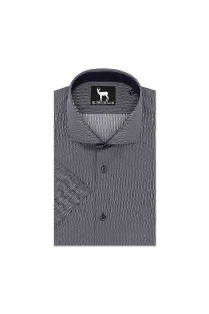 Blumfontain korte mouw blauw katoenen overhemd met korte mouwen, ademend en comfortabel.