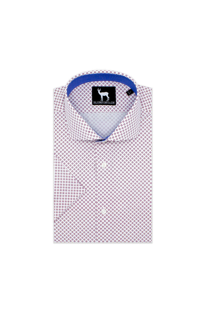 Blumfontain korte mouw wit ademend witte katoenen shirt met korte mouwen en rode accenten.