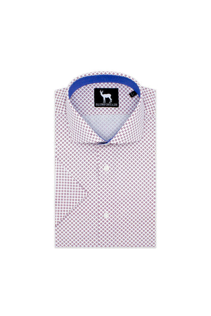 Blumfontain korte mouw wit ademend witte katoenen shirt met korte mouwen en rode accenten.