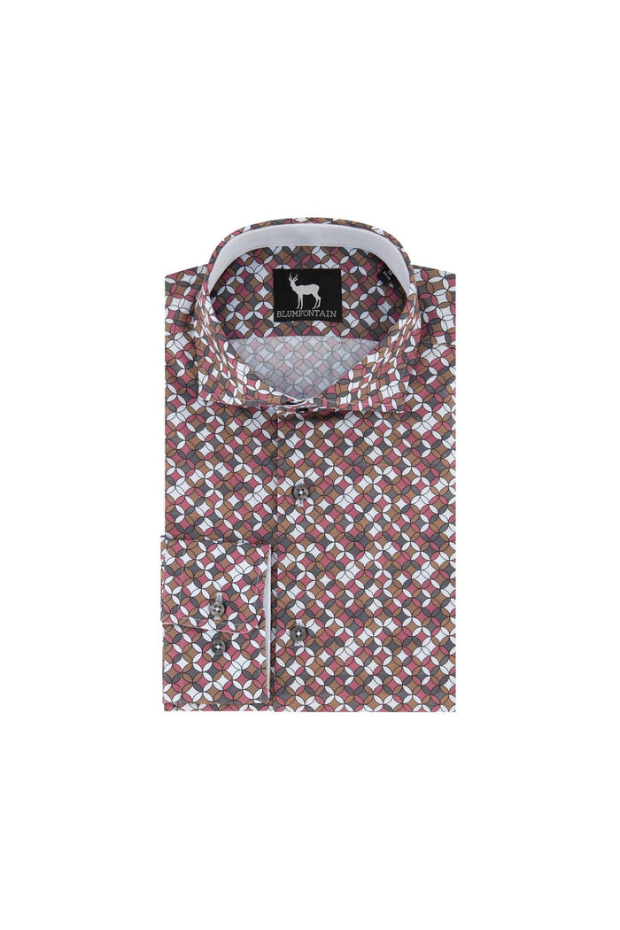 Blumfontain ml7 retro print multicolor katoenen overhemd met geometrische retroprint, stijlvol en veelzijdig.