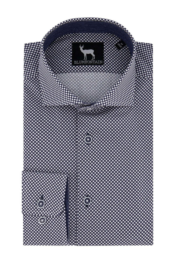 Blumfontain print bal overhemd met modern patroon en button-down kraag, ideaal voor stijlvolle gelegenheden.