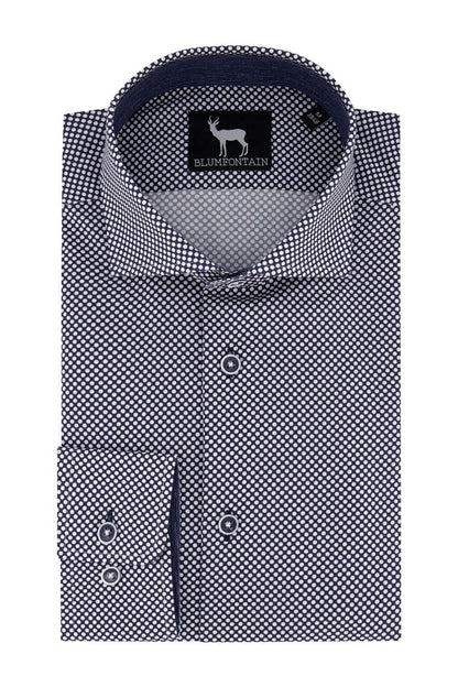 Blumfontain print bal overhemd met modern patroon en button-down kraag, ideaal voor stijlvolle gelegenheden.