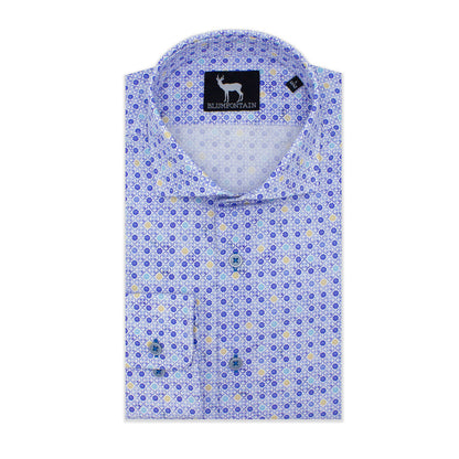 Blumfontain print wit-blauw