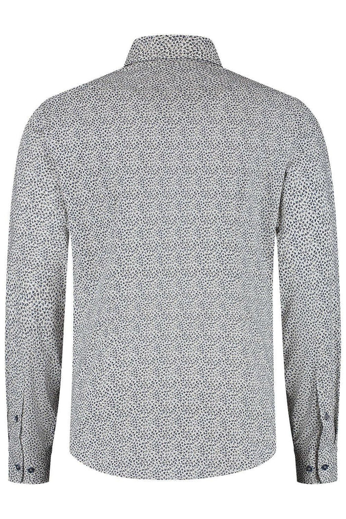 Ademend katoenen overhemd met triangel print, achterkant, Blumfontain triangel print beige-navy.