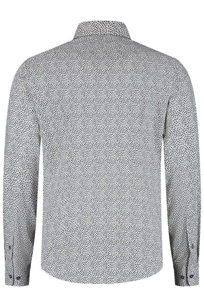 Ademend katoenen overhemd met triangel print, achterkant, Blumfontain triangel print beige-navy.