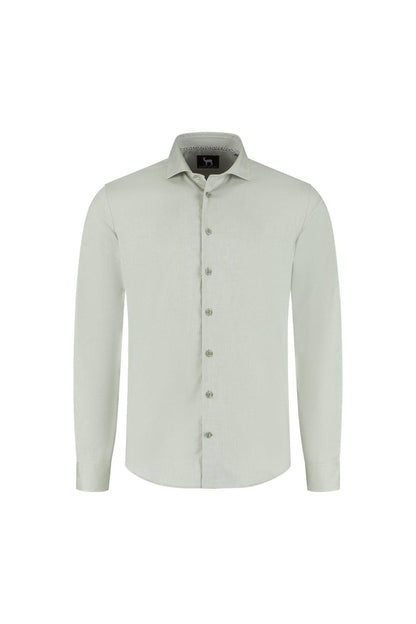Blumfontain  uni twill groen katoenen overhemd met nette kraag en verstelbare manchetten