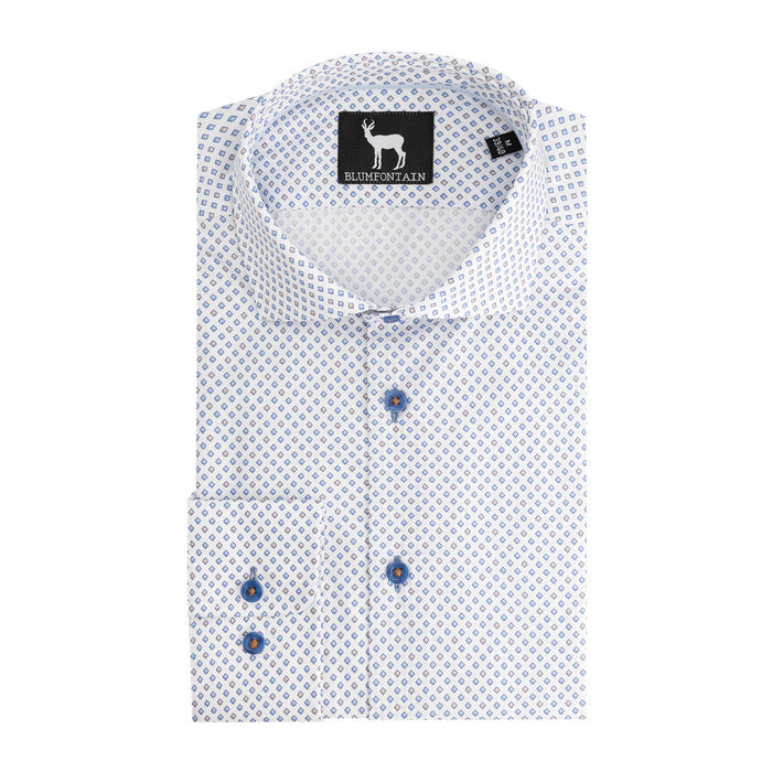 Blumfontain wieber print beige-blauw