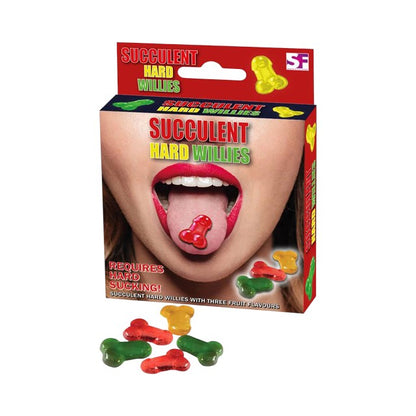 Bomboane SPENCER & FLEETWOOD Succulent Hard Willies, în formă de penis, aromă de fructe asortate, 12 bucăți