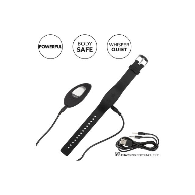 Boxeri cu vibrator CALEXOTICS Boxer Brief Set, control prin telecomandă tip ceas, 12 funcții de vibrație, culoare negru