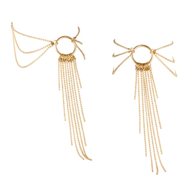Brățări pentru picior BIJOUX INDISCRETS Magnifique, design elegant cu inel și lanțuri metalice, culoare auriu