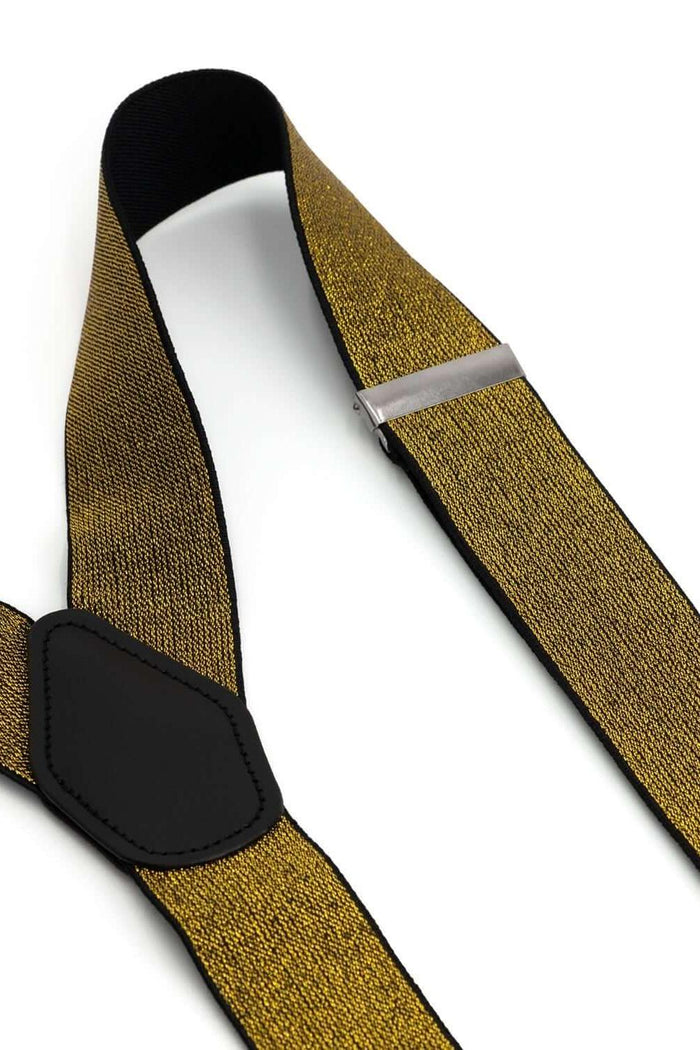 Bretels 35mm goud met stevige clips, gemaakt van elastisch goudkleurig materiaal.