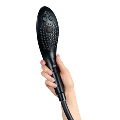 Cap de duș stimulator WOMANIZER Wave Black, pentru stimularea clitorisului, 3 tipuri de jet, 2 intensități, negru