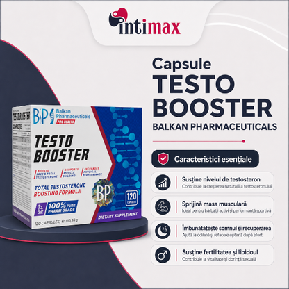 Capsule BALKAN PHARMACEUTICALS TestoBooster, pentru testosteron, potență, libido și creșterea mușchilor, 120 buc