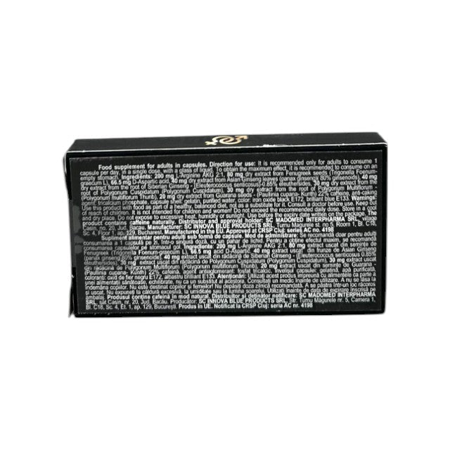 Capsule BLIXX Potent, unisex, pentru libido, potență și îmbunătățirea performanțelor sexuale, cu guarana și ginseng, 4 buc