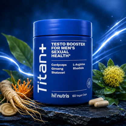 Capsule HI! NUTRIS Titan+ Testo Booster, pentru stimularea erecției, potență și libido, cu L-Arginină și Shatavari, 60 buc