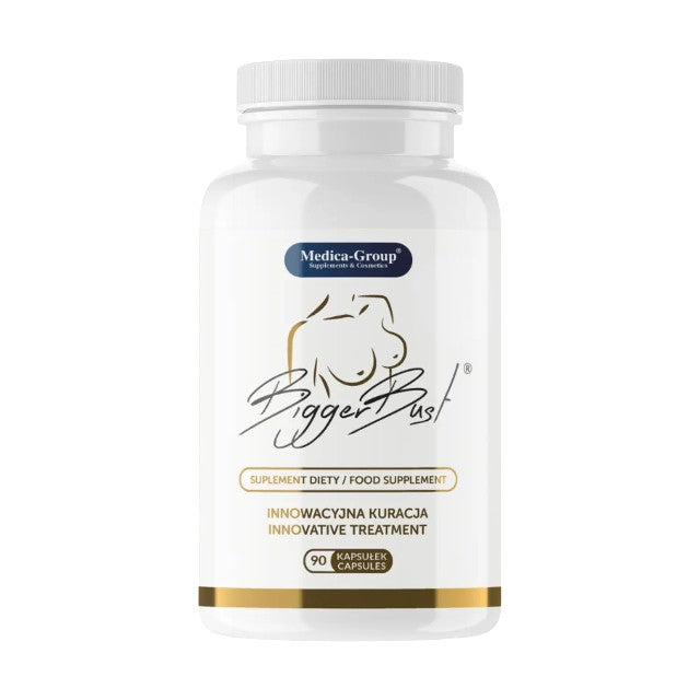 Capsule MEDICA-GROUP Bigger Bust, pentru mărirea și fermitatea sânilor, cu extract de trifoi roșu, 90 bucăți