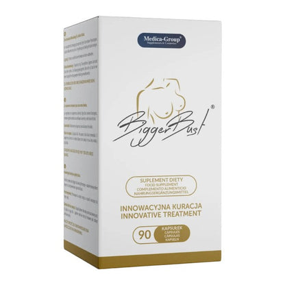 Capsule MEDICA-GROUP Bigger Bust, pentru mărirea și fermitatea sânilor, cu extract de trifoi roșu, 90 bucăți