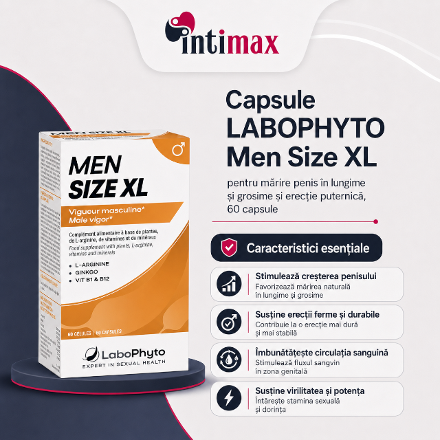 Capsule MENSIZE XL, Labophyto, pentru mărire penis în lungime și grosime și erecție puternică, 60 capsule