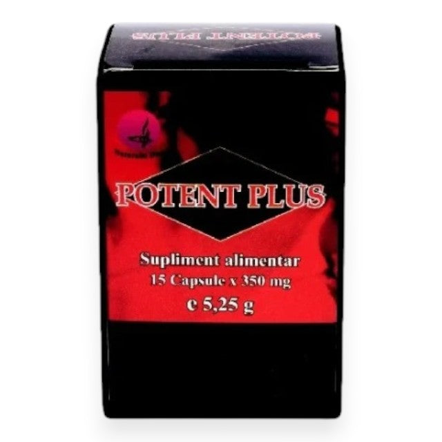 Capsule POTENT PLUS, susțin erecțiile puternice și de durată, cu extract de Ginseng siberian, 15 buc