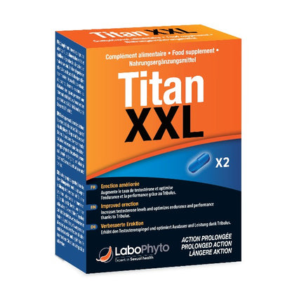 Capsule TITAN XXL, LaboPhyto, erecție puternică, stimulare libidou și dorință sexuală, 2 capsule