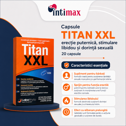 Capsule TITAN XXL, LaboPhyto, erecție puternică, stimulare libidou și dorință sexuală,20 capsule