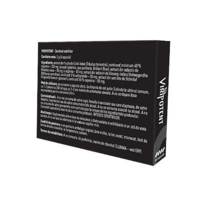 Capsule VIRIPOTENT, pentru potență, erecții puternice, întârzierea ejaculării și libido, formulă 100% naturală, 4 buc