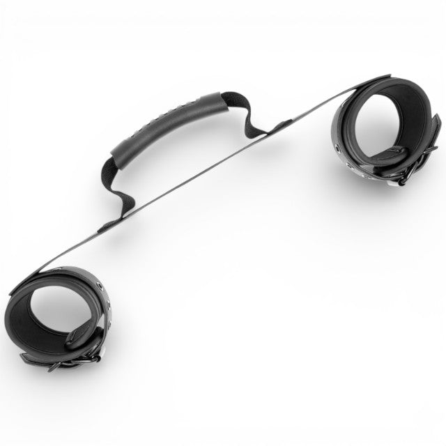 Cătușe FETISH SUBMISSIVE Noprene Lining Handcuffs, pentru jocuri erotice BDSM, din piele vegană, reglabile, culoare negru