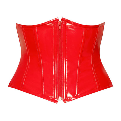 Centură corset BLACK LEVEL Vinyl Waist Cincher, din material lucios, cu fermoar frontal, mărime S, culoare roșu