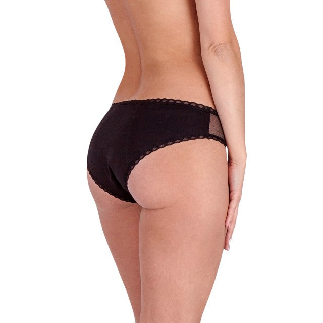 Chilot menstrual FEMME RÉPUBLIQUE Braga Menstrual Daily, cu segmente din plasă pe șolduri, mărime L, negru