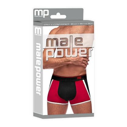 Chilot sexy bărbați MALE POWER Retro Sport, din bumbac, design cu dungi subțiri albe, mărime L, negru cu roșu